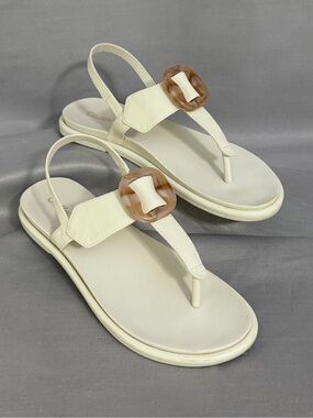 Olukai Women's La‘i T–Bar White Sandals Thong Size EU 39 US 9
